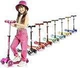 Lifemaster Kids Scooter – Children and Toddler 3 Wheel Kick Scooter – LED Wheel Lights Illuminate When Rolling– Adjustable Handlebar – Indoor and Outdoor Pink