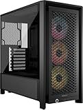 CORSAIR 4000D RS ARGB Frame Modular Mid-Tower ATX PC Case – High Airflow, 3X Pre-Installed RS ARGB Fans, InfiniRail™ Fan Mounting System, ASUS BTF, MSI Project Zero, Gigabyte Project Stealth – Black
