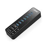 Anker USB Hub, USB 3.0 Hub, 10 Port 60W Data Hub, with 7 USB-3.0 Ports, 3 PowerIQ Charging Ports, Compatible with MacBook, iMac, Dell XPS, Surface Pro, iPhone, iPad Air, Galaxy Series, Mobile HDD
