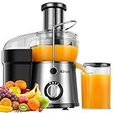 Juicer Machine, Airon Centrifugal Juicer Extractor, Max Power 800W, 3" Wide Feed Chute for Fruit Vegetable, Juice Maker with 3-Speed Setting, High Juice Yield, Easy to Clean, Stainless Steel, BPA Free