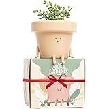 Original Earthlings Sitting Small Plant Pot - 4 Inch Cute Plant Pot - Succulent & Cactus Christmas Planters, Removable Drainage Plug, Cute Decor Plant Gifts for Plant Lovers, Teacher Gifts