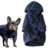 Pet Passion Cooper II Organic Cotton Velour Dog Hoodie Pet Coat for Small, Medium and Large Dogs, Navy, Medium