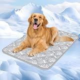 Rywell Dog Cooling Mat 2.0, Elegant Grey, 44 * 32 Thickened Cooling Pad for Extra Large Dogs, Internal Waterproof & Endothermic Color-Changing Arc-Chill Cool Fiber(Q-Max>0.5) for Summer