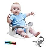 Wddbb Baby Bath seat for Babies 6 Months & up, 360° Stable Toddler Bath Chair with one-Touch Button, Back Hollow Design, Water Temperature Card & 4 Suction Cups for Safety (Dark Gray)