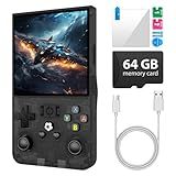 R36MAX Retro Gaming Console, Handheld Game Console with 4000mAh Battery 4.0”IPS Screen, Open Source Linux System and 18000+ Games, with 64GB TF Card Portable Video Gaming Console, Transparent Black