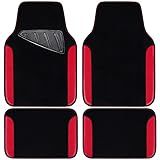 CAR PASS Rainbow Waterproof Universal Fit Faux Leather Car Carpet- Anti-Slip Nibbed Backing Floor Mats for SUV, Vans,Sedans,Trucks, Automotive Set of 4 for Women (Black with Red)