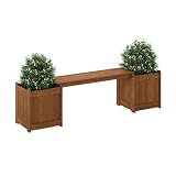 Furinno TIOMAN Outdoor Planter Box with Bench, Natural