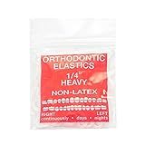 JMU Orthodontic Elastics 1/4 Inch 6.5oz Heavy 100 pack Intraoral Elastic Bands Latex Free Dental Rubber Bands Made in USA