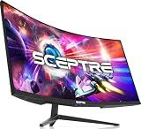 Sceptre 34-inch Curved ultrawide WQHD Monitor (3440 × 1440), R1500, up to 180Hz/165Hz, DisplayPort x2, 99% sRGB, 1ms, Built-in Speakers, Machine Black, 2025 (C345B-QUT168)