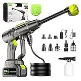 YKYI Cordless Pressure Washer, Battery Powered with 30 Speed Levels, Handheld Portable Sprayer with 6-in-1 Nozzle, 24FT High-Elastic Hose for Car, Garden, Patio Cleaning (Gray)
