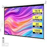 VIVOHOME 84 Inch 16:9 Motorized Projector Screen, White