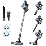 Cordless Vacuum Cleaner with Self-Standing, LED Screen Stick Vacuum Cleaners for Home, Lightweight Powerful Suction Vacuum, 6-in-1 Rechargeable Vacuum for Carpets, Pet Hair, Hardwood Floors