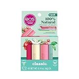 eos 100% Natural & Organic Lip Balm Sticks- Strawberry Sorbet, Vanilla Bean, Sweet Mint & Pomegranate Raspberry, Lip Care Products, 0.14 oz, 4-Pack