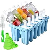 Popsicle Molds 12 Pieces Silicone Ice Molds Popsicle Reusable Easy Release Ice Pop Make (12 Cavities-Blue)