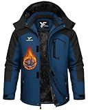 Men Winter Jacket Work Coat Waterproof Windbreaker Heavy Heat Warm Thermal Insulated Snow Outfit Snowboard Accessories Snowmobile Essentials Clothes Fishing Gear Hiking Equipment Ski Lover Gift Blue