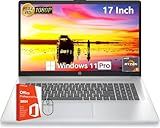 HP 17 inch Laptop, Office 2024 Lifetime License, 17.3" Full HD IPS Display, AMD Ryzen 5 7430U, AMD Radeon Graphics, 32 GB RAM, 1 TB SSD, Wi-Fi 6, Copilot AI, Webcam, Windows 11 Pro, w/Accessories