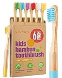 VIVAGO Kids Toothbrush with Soft Bristles 6 Pack - Toddler Toothbrush with Colorful Bamboo Handles // Kids Bamboo Toothbrushes // Kid Tooth Brush // Childrens Toothbrushes Set