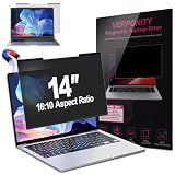 Verponity Magnetic Laptop Privacy Screen 14 Inch 16:10 Display, Removable Computer Screen Privacy Shield, Anti-Glare Blue Light Protector Compatible with Dell Hp Lenovo Acer Asus Samsung