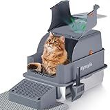Wynsylis Stainless Steel Cat Litter Box with Lid – 180° Flip-Top XL Fully Enclosed, High Sided Box with Ramp & Scooper, Charcoal Odor Control Filter, Leak-Proof & Non-Stick