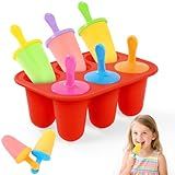 BAUSAR Silicone Popsicles Molds, BPA-Free Small Popsicle Mold for Kids, Toddler & Baby, Reusable Popsicle Molds, Mini Ice Pop Molds with Colorful Sticks, Ice Cream Molds, Homemade Ice Cream Molds(Red)