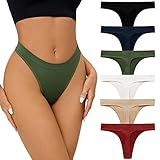 SHARICCA Seamless Thongs for Women Sexy Breathable No Show Thong Underwear Women Multiple Pack, S, 6P02