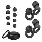 JUSTRVN Ear Plugs for Sleeping, 2 Pairs of Reusable Earplugs for Noise Reduction 25dB-30dB with 8 Ear Tips, Soft Hearing Protection Ear Plugs for Concert,Noise Sensitivity, Study & Work, Black
