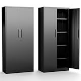 FLIXELIO Metal Storage Cabinet with Doors and Adjustable Shelves, 71" Steel Garage Storage Cabinets with lock, Locking Tool Cabinet Utility Cabinets for Garage,Bathroom,Kitchen,Home Office,School,Shop