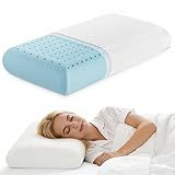 NEWBULIG Cooling Gel Memory Foam Pillow for Neck Pain Relief - Queen Size Bed Pillows for Side & Back Sleepers, Breathable Mesh with Washable Cover, CertiPUR-US & Oeko-TEX Certified, 1 PCS Cream