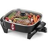 Elite Gourmet 12" PFAS-Free Ceramic Electric Skillet, 1200W, Extra-Deep