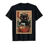 Cute Kawaii Gamer Cat Funny Ramen Retro Japanese Cat Gaming T-Shirt