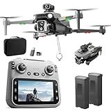 K19 GPS Drone with 4.5-inch Screen Controller with SD card, Unmanned Aerial Vehicle Airdrop, Brushless Motor, Optical Flow Localization, Active Obstacle Avoidance, 2 batteries.