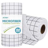 AIDEA Microfiber Cleaning Cloth Roll, 50PK, Microfiber Kitchen Towels, Reusable Paper Towels Tear Away Cloth, Lint Free Rags for House, Window, Cleaning Supplies 11.5"×11.5"