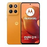 Motorola Moto G15 4G LTE (XT2521-2) 4+256GB Dual Sim | GSM Unlocked | International Model | for T-Mobile, Metro PCS, Mint & Tello - (Orange)