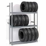 Global Industrial 3 Tier Single Entry Tire Rack, 1500 lbs Shelf Capacity, Steel Construction, Durable Gray Baked Enamel Finish, 60" W x 18" D x 84" H, Assembly Required