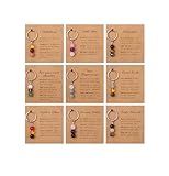 MOZAKA 9PCS Natural Crystal Keychains for New Beginnings, Inspirational Healing Gifts for Women, Anxiety Relief Keychain Set