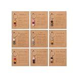 MOZAKA 9PCS Natural Crystal Keychains for New Beginnings, Inspirational Healing Gifts for Women, Anxiety Relief Keychain Set