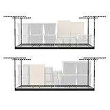 2-Pack 4 x 8 MonsterRax Overhead Garage Storage Rack, Ceiling Racks for Garage, Organization Shelving, Adjustable Hanging Shelf, Grey, 24"-45" Height Adjustment