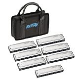 East top Harmonica Set of 7, 10 Holes 7 Colors Diatonic Blues Harmonica Set For Adults, Professionals and Students, as a Gift