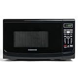 Farberware Countertop Microwave 700 Watts, 0.7 Cu. Ft. - Microwave Oven With LED Lighting and Child Lock - Perfect for Apartments and Dorms - Easy Clean Grey Interior, Retro Black