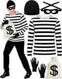 Boutrele Robber Costume Men,5 PCS Burglar Costume Easy Halloween Costume