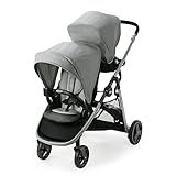 Graco Ready2Grow LX 2.0 Double Stroller, Twin Baby Stroller Features Bench Seat and Standing Platform Options, Compact Fold Perfect for Baby Travel, Clark