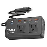300W Car Power Inverter - YSOLX Dual DC 12V to 110V AC Car Outlet Adapter to Wall Plug, 24W Fast Charging USB-C&USB-A, Portable Charger Converter with for Laptops, Phones