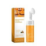 GHTPJ Turmeric Face Wash With Brush, Deep Cleansing Scrub Exfoliating Glow WashTurmeric Foaming Facial Cleanser, Mild Texture For Women Men's All Skin -1Pcs