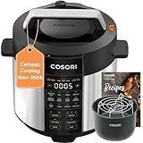 COSORI Pressure Cooker 6QT, Stainless Steel, 9-in-1 Multi Cooker, 12 Safety Features, Ceramic Inner Pot, Rice, Slow Cook, Sous Vide, Saute, 1100W