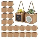 Temlum 2.5 Inch Succulent Wrap Bags (Fits 2.5″ Pots) with Thank You & Let Love Grow Stickers, Small Gift Box for Wedding, Baby Shower, Succulent Party Favors for Guests (Brown 40pcs)