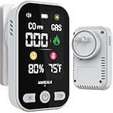 MARCALA 2026 1-Pack Travel Carbon Monoxide Detector | Carbon Monoxide Detectors Portable | Carbon Monoxide and Gas Detectors | Wall Plug-in & Battery for Power Outage | Temp, Humidity, Gas & CO Alarm!