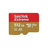 SANDISK 512GB Extreme microSDXC UHS-I Memory Card with Adapter - C10, U3, V30, 4K, 5K, A2, Micro SD Card - SDSQXAV-512G-GN6MA
