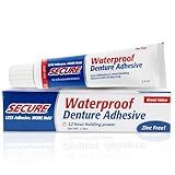 Secure Denture Adhesive Cream for Uppers, Lowers & Partials – Waterproof Seal & Zinc Free – Food Grade Ingredients - Less Adhesive, More Hold - Tube Lasts Up to 8 Weeks - 1.4 oz