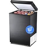 Kismile 3.2 Cubic Feet Chest Freezer with 2 Removable Basket Free Standing Top Open Door Compact Freezer with Adjustable Temperature for Home/Kitchen/Office/Bar