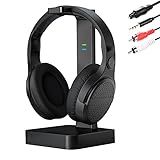ANSTEN Wireless Headphones for TV Watching with Digital Optical RCA 2.4 GHz RF Transmitter Charging Dock, Over Ear Headset with 3 Audio Modes, 197 FT Wireless Range, 10 Hrs Audio Playtime